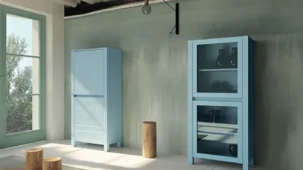 Madia alta Londra Art 1107 e Art 1108 in legno laccato azzurro di Fratelli Mirandola
