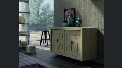 Madia Mastra Art 1771px in legno intagliato laccato verde oliva di Fratelli Mirandola