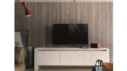 Porta tv Diagona in legno massello di abete laccato a tre ante di Fratelli Mirandola