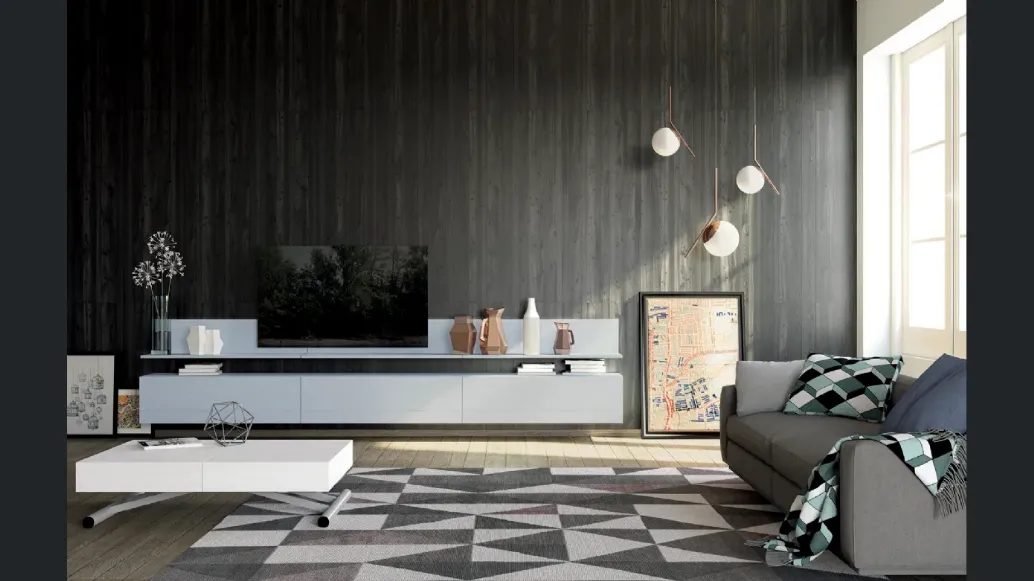 Mobile Porta Tv sospeso Unikawood 17 in legno laccato grigio di Fratelli Mirandola