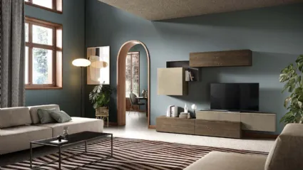 Parete Attrezzata Kosmos KC121 in laccato e legno di Mercantini