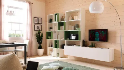 Parete attrezzata con libreria, LV102 di Moretti Compact