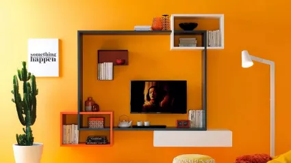 Parete attrezzata di design sospesa LV109 di Moretti Compact