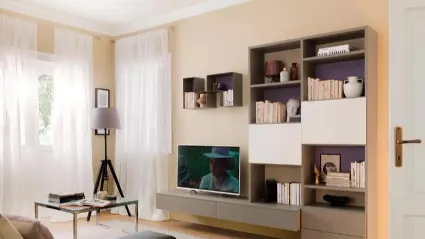 Parete attrezzata moderna in laccato opaco LV111 di Moretti Compact