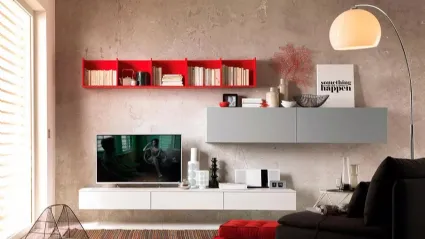Parete attrezzata sospesa moderna LV112 di Moretti Compact