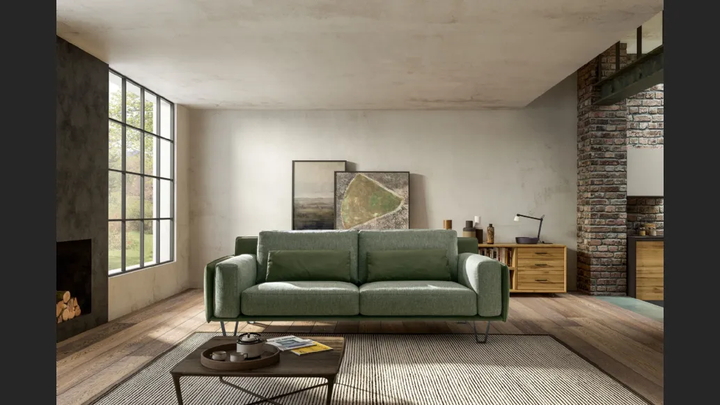 Divano lineare in tessuto Living Chic di Samoa