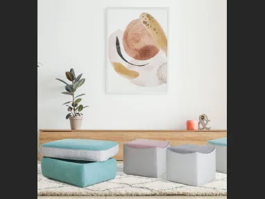 Pouf quadrato in tessuto colori pastello Ryan di Aerre
