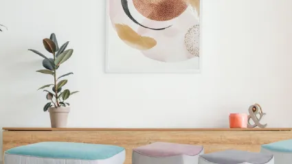 Pouf quadrato in tessuto colori pastello Ryan di Aerre