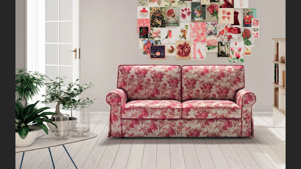 Divano lineare in tessuto con stampa floreale Love di Samoa