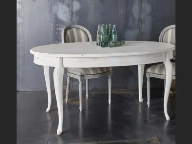 Tavolo ovale allungabile Art 604 Shabby Chic in legno di Fratelli Mirandola