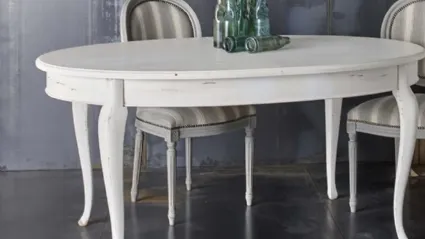 Tavolo ovale allungabile Art 604 Shabby Chic in legno di Fratelli Mirandola
