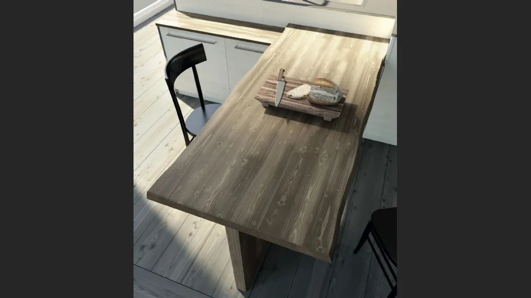 Tavolo per penisole in legno con bordo irregolare Art 824 di Fratelli Mirandola