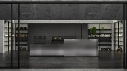 Cucina Design lineare Lab 40 02 in acciaio inox di Nova Cucina