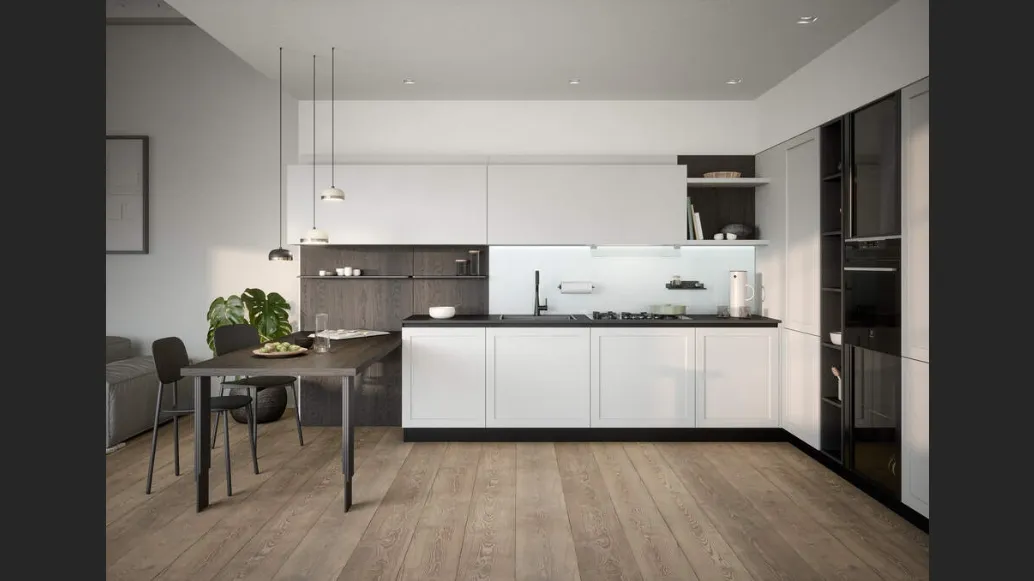 Cucina Moderna angolare con penisola Clio Composizione 02 di Prima Cucine