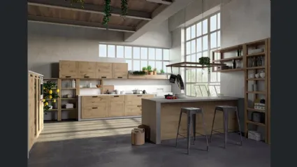 Cucina Moderna lineare Convivium 01 in legno di rovere di Fratelli Mirandola