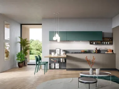 Cucina Moderna angolare con penisola Fly Composizione 03 di Prima Cucine