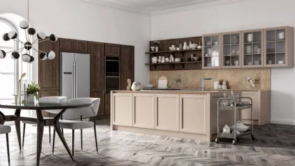 Cucina Moderna con isola Frame 02 in rovere laccato opaco e marmo di Nova Cucina