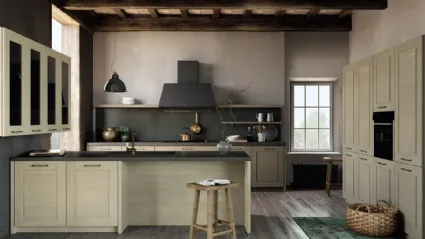 Cucina Moderna con isola Cottage in legno di abete spazzolato di Fratelli Mirandola