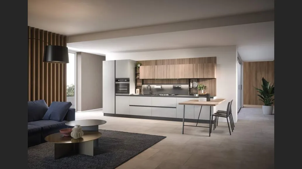 Cucina Moderna lineare con penisola Hera Composizione 01 di Prima Cucine