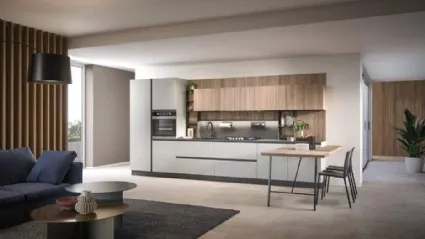 Cucina Moderna lineare con penisola Hera Composizione 01 di Prima Cucine