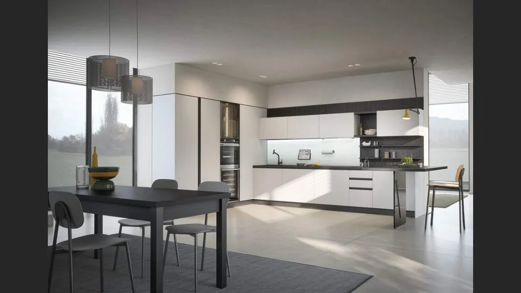 Cucina Moderna ad angolo con penisola Hera Composizione 02 di Prima Cucine