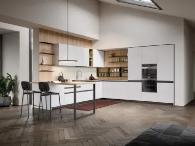 Cucina Moderna angolare con penisola Hera Composizione 03 di Prima Cucine