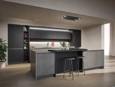 Cucina Moderna con isola Hera Composizione 04 in melaminico e laminato di Prima Cucine