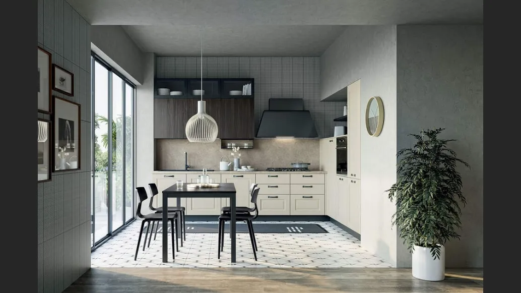 Cucina Moderna angolare Maya Composizione 02 in legno laccato di Prima Cucine