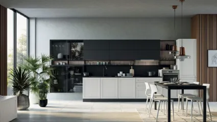 Cucina Moderna lineare Noah Composizione 05 in legno laccato di Prima Cucine