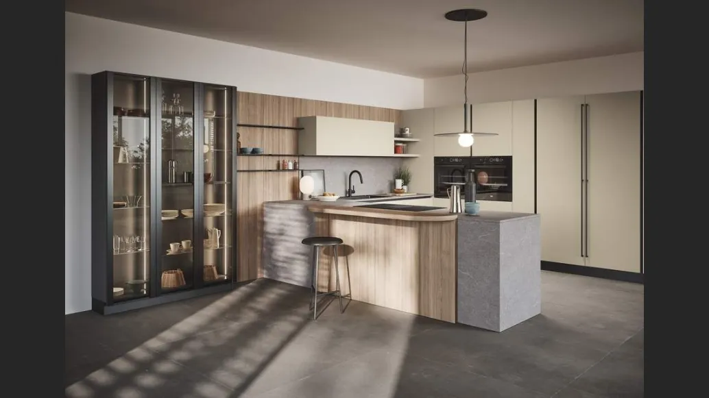 Cucina Moderna con penisola Domino Composizione 05 di Prima Cucine