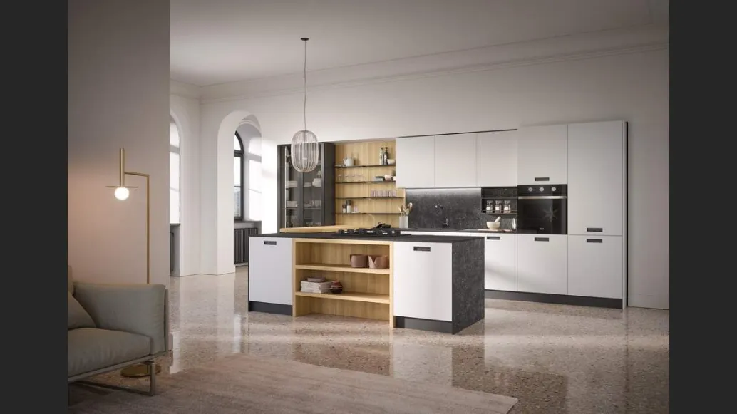 Cucina Moderna con penisola Domino Composizione 07 di Prima Cucine